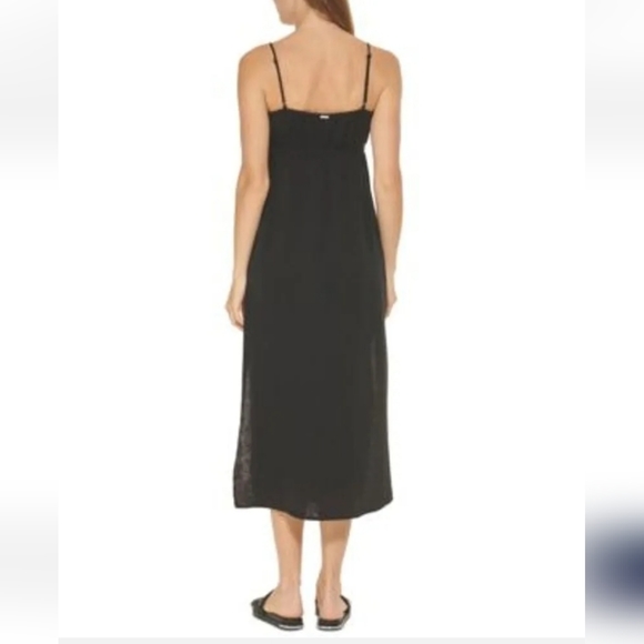 DKNY V NECK FRONT TIE BLACK SWIM COVER UP MAXI DRESS SIZE L NEW WITH TAGS - Picture 4 of 8